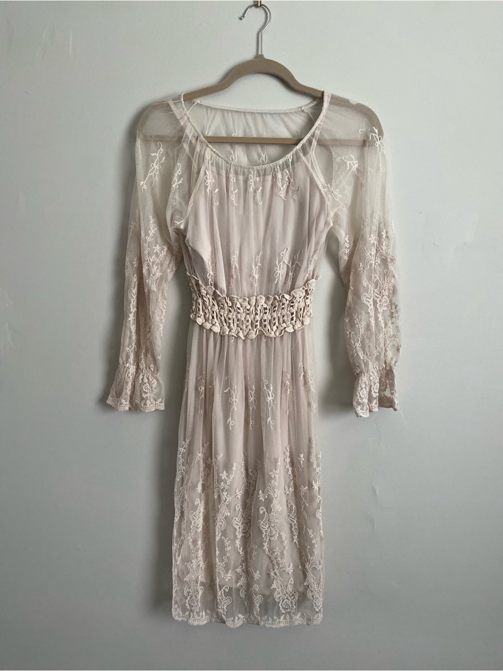 Pinky Lace Dress XS Boho Fairy Cottage Whimsical Wedding Coquette Chic Romantic